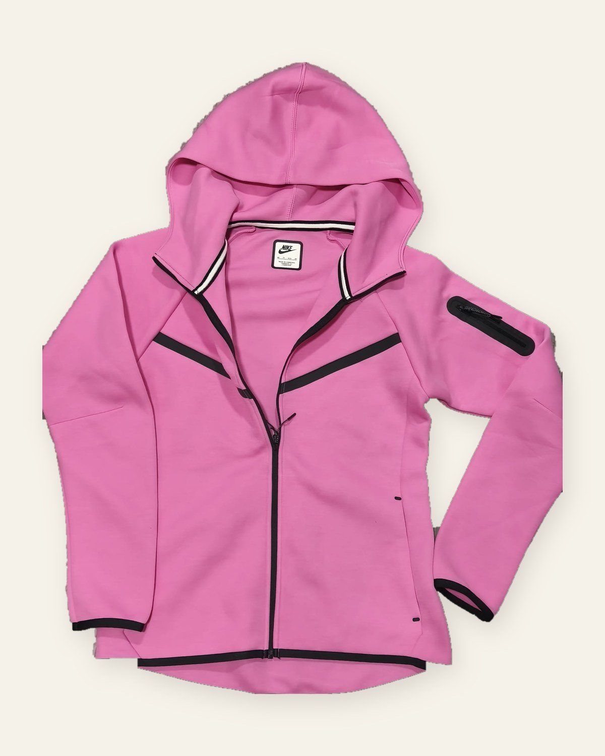 Nike Tech Fleece Windrunner Women's Full-Zip Hoodie, Pink – open, inside view