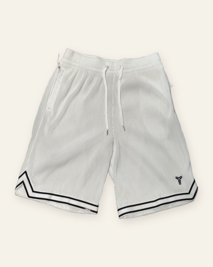 Nike Kobe Pleated Basketball Shorts, White/Black – front view