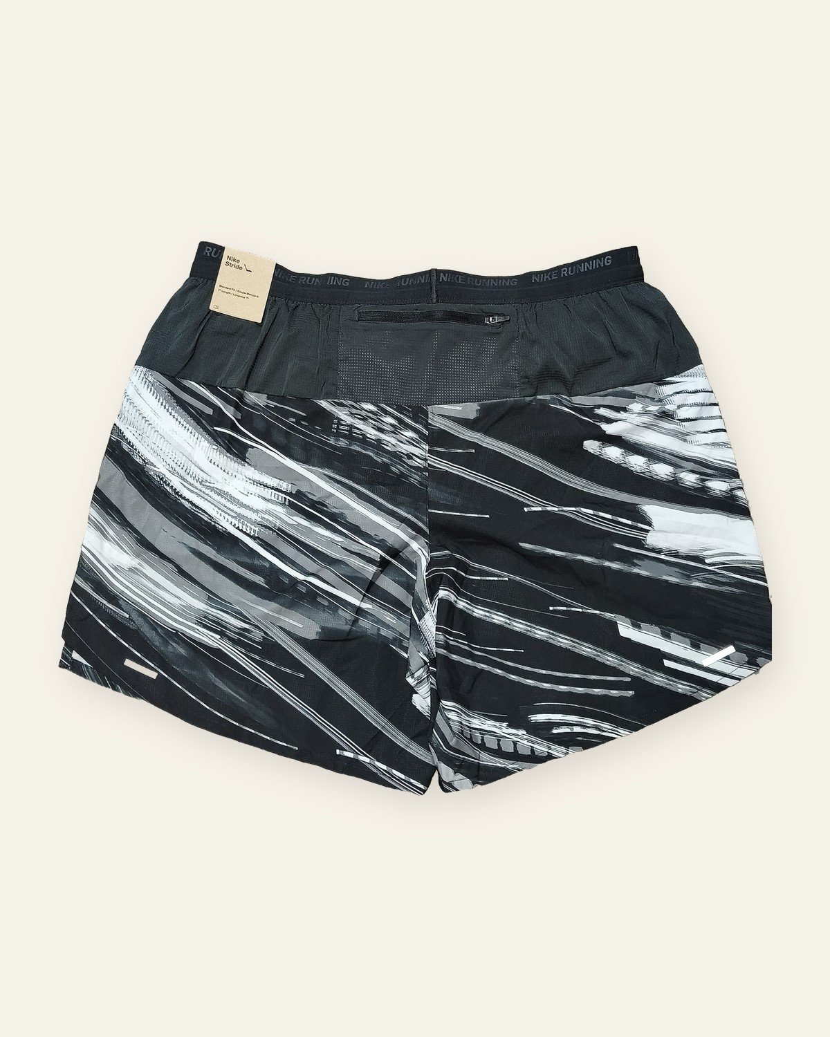 Nike Stride Dri-FIT 7-inch Brief-Lined Running Shorts, Black Print – back view