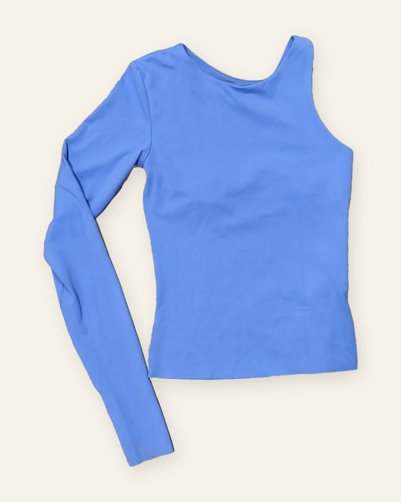 Nike Zenvy Dri-FIT Women's One-Sleeve Top, Blue – front view