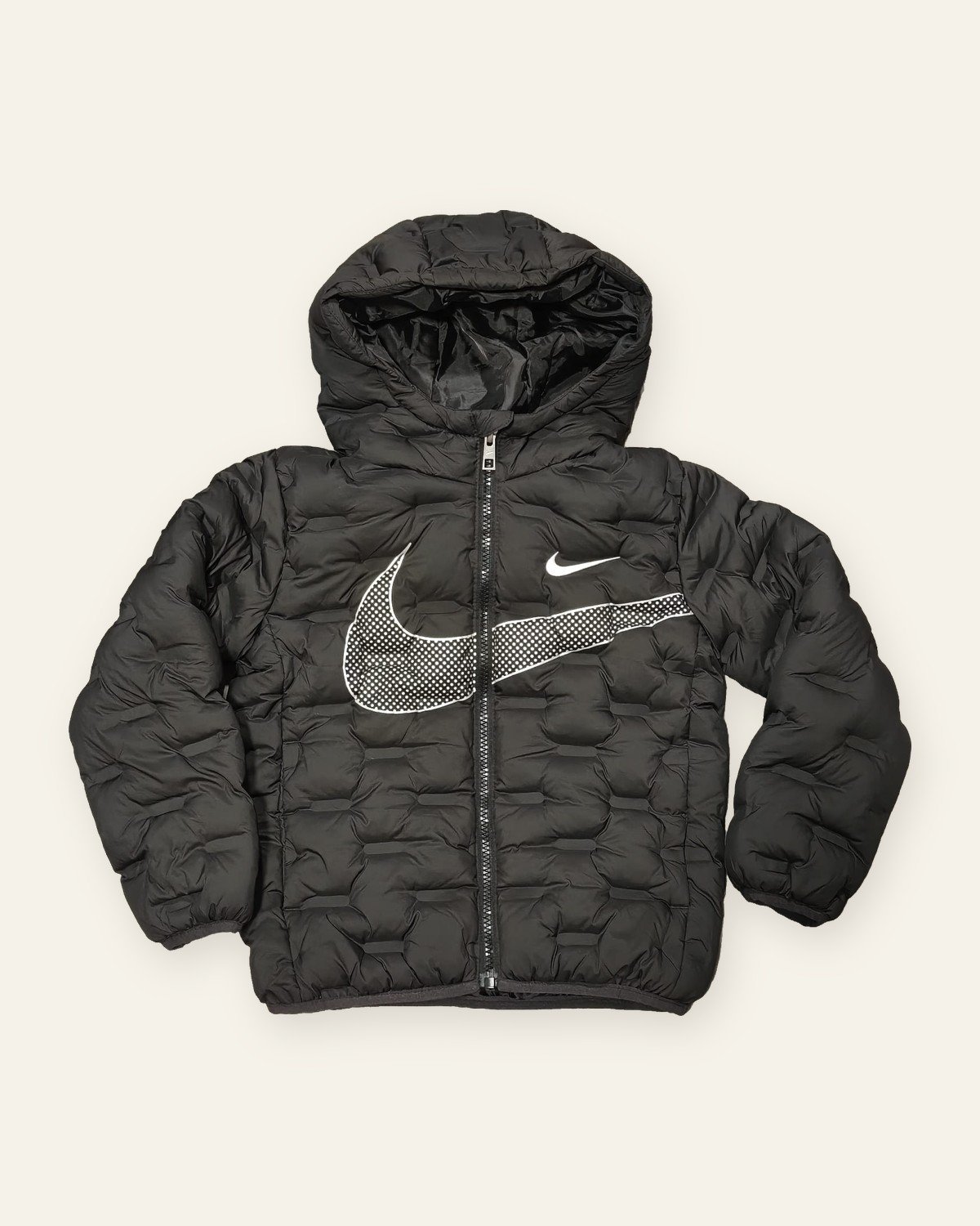 Nike Kids' Hooded Puffer Jacket, Black – front view
